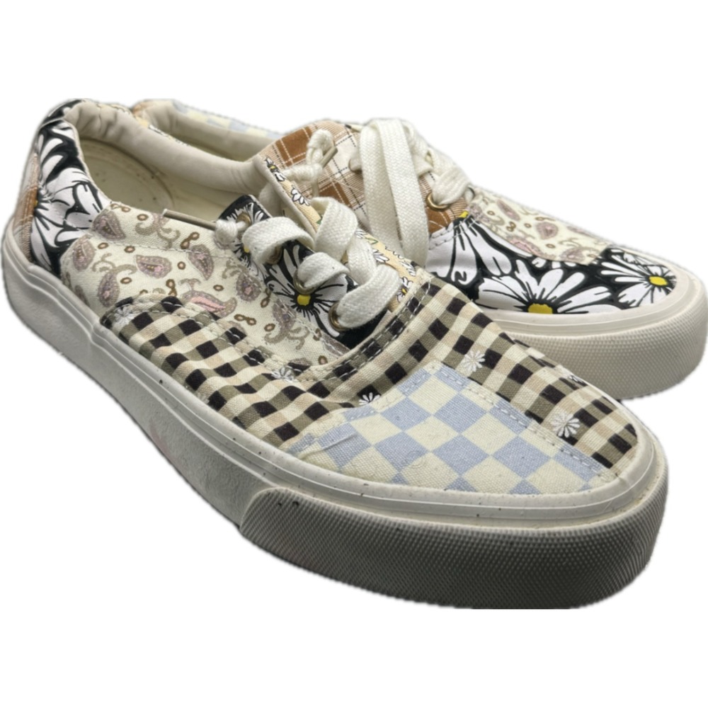 MSMS Fashion Patchwork Canvas Sneakers Floral Paisley Plaid Low Top Shoes